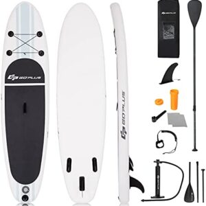 Goplus Inflatable Stand up Paddle Board, Surfboard with Premium SUP Accessories, Adjustable Aluminum Paddle, Leash, Carry Bag, Hand Pump, Removable Fin for All Skill Levels, 6" Thick