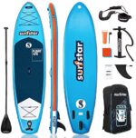 surfstar Inflatable Stand Up Paddle Board, ISUP Paddleboard for Adult & Youth, with Premium Coiled Leash, Floating Paddle, Dual Action Pump, Backpack, Fin