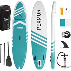 PEXMOR Inflatable Stand Up Paddle Board for Fishing Yoga Paddle Boarding with Premium SUP Accessories & Carry Bag, Surf Control, Non-Slip Deck | Youth & Adult Standing Boat 10'6" X 32" X 6"