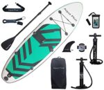 Aqua Plus 11ftx33inx6in Inflatable SUP for All Skill Levels Stand Up Paddle Board, Adjustable Paddle,Double Action Pump,ISUP Travel Backpack, Leash,Shoulder Strap,Youth & Adult Inflatable Paddle Board