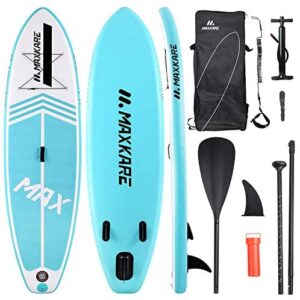 MaxKare Inflatable Paddle Board Stand Up Paddle Board SUP Paddleboard with Premium SUP Accessories & Waterproof Portable Bag Non-Slip Deck Youth & Adult Standing Boat in River Ocean and Lake