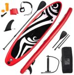 GYMAX Inflatable Stand Up Paddle Board, 6” SUP with Premium Complete Accessories, Backpack, Pump, Leash, Paddle & Removable Fins, Portable Stand Up Boat for Fish Surfing All Skill Level