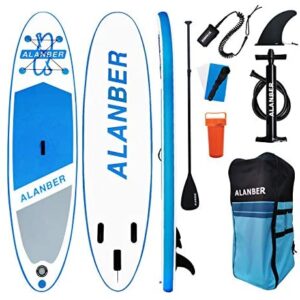 ALanber Inflatable Sup Paddle Board 10'6"x32"x6" Ultra-Light (17.6lbs) Non-Slip SUP with Premium Accessories & Carry Bag - Wide Stance for Paddling for Youth & Adult Standing Boat