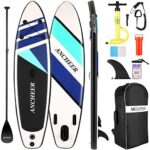 ANCHEER Inflatable Stand Up Paddle Board 10' with Non-Slip Deck, iSUP Boards w/Complete KIT, Adjustable Paddle, Leash, Fin, Hand Pump and Backpack,Youth & Adult