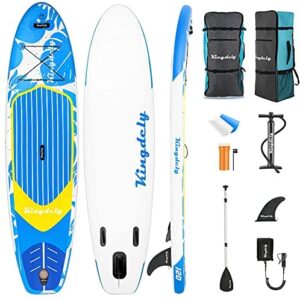 Kingdely Inflatable Stand Up Paddle Board, 10'6 x 6''x 31'', Comes with Durable SUP Accessories & Portable Carry Bag, Non-Slip Deck, Leash, Paddle and Pump, Standing Boat for Youth & Adult