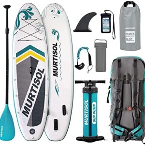 Murtisol 10.5'33"6" Inflatable Paddle Board Stand Up Paddle Board with Premium Accessories Dual Chamber Triple Action Pump 10L Waterproof Bag Adjustable Paddle Ankle Leash Multifunction Bag