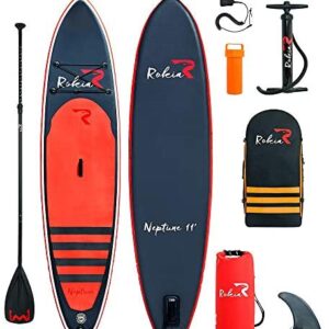 Rokia R Inflatable Stand Up Paddleboard 11' (6" Thick) Premium SUP for All Skill Levels