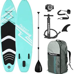 FBSPORT Premium Inflatable Stand Up Paddle Board (6 inches Thick) with SUP Accessories & Carry Bag | Wide Stance, Surf Control, Non-Slip Deck, Leash, Paddle and Pump, Standing Boat for Youth & Adult