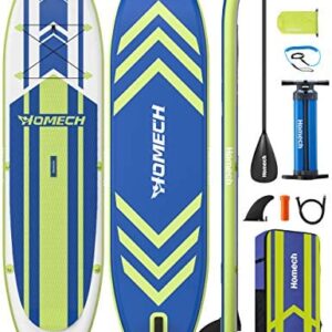 Homech Inflatable Stand Up Paddle Board 10’10 × 32” × 6” All Around SUP Paddleboarding with Dual-Chamber Hand Pump, Non-Slip Deck, Floatable Paddle, SUP for Adult Kids Beginners Fishing Water Yoga