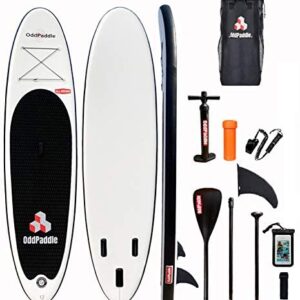 OddPaddle Inflatable Stand Up Paddle Board W Free Premium SUP Accessories &,Backpack, Non-Slip Deck. Bonus Waterproof Bag, Paddle and Hand Pump,Leash